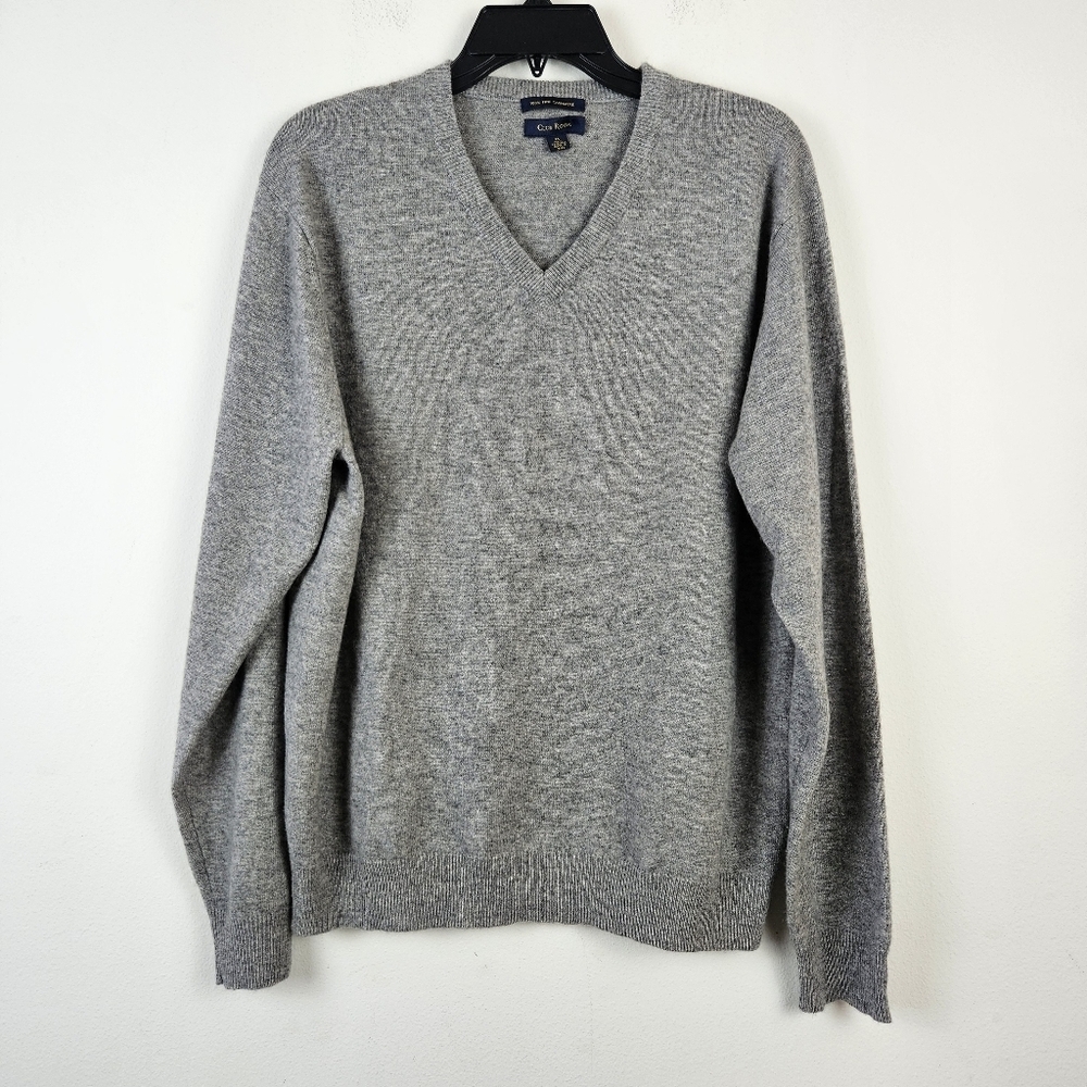 CLUB ROOM Men's 100% Fine Cashmere V-neck Sweater Size Medium Heather Gray